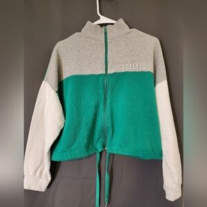 Forever 21 Jacket, Women's Medium Green and Gray Old School Vintage Jacket